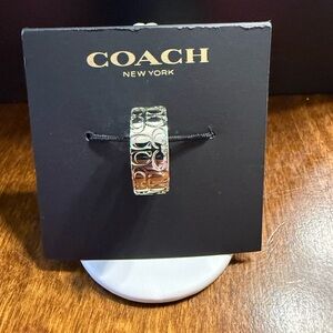 NEW Coach Silver Tone Logo C Size 5.5 Ring Signature
